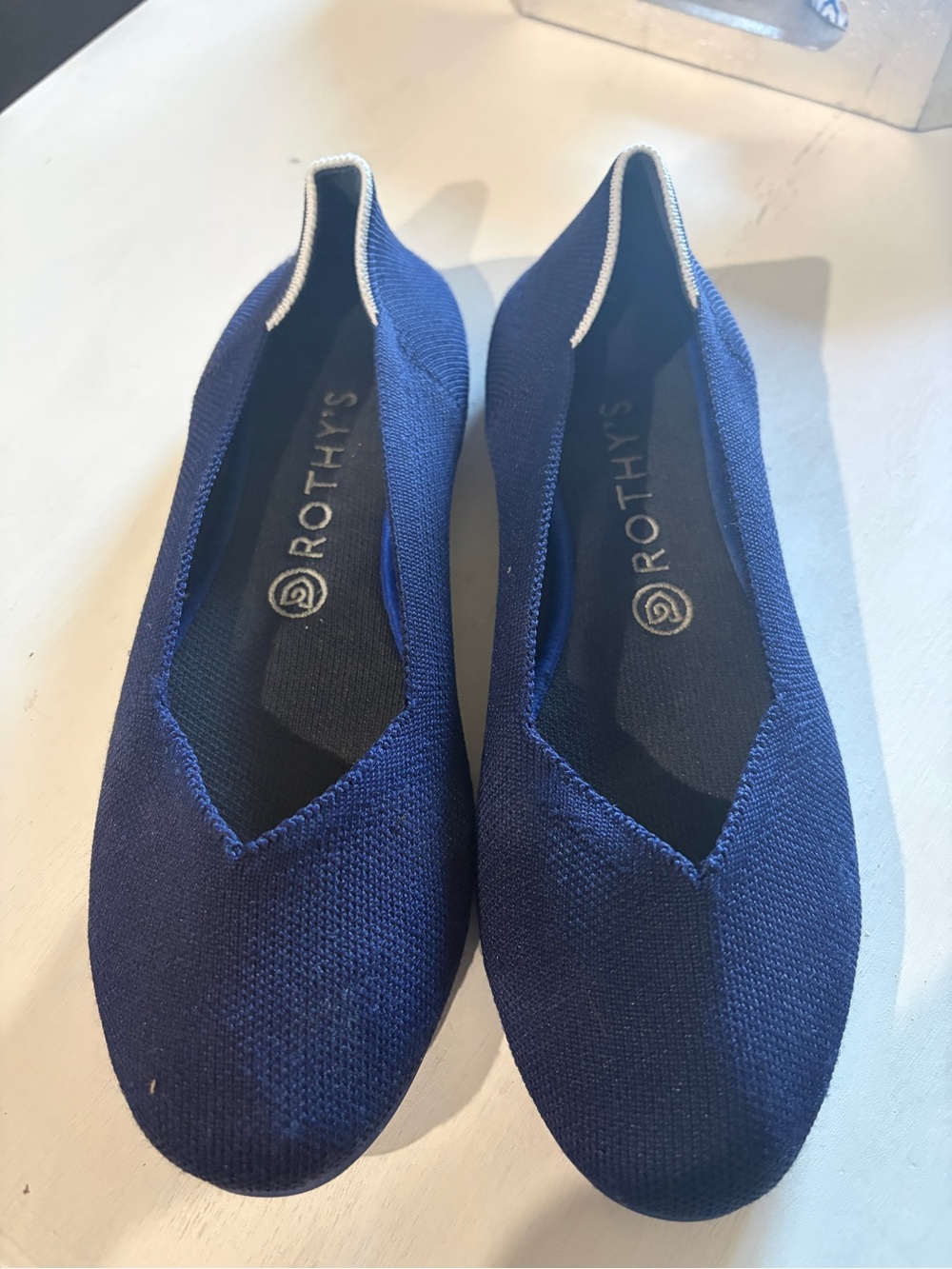 Rothy's Navy Knit V‑Cut Ballet Flats